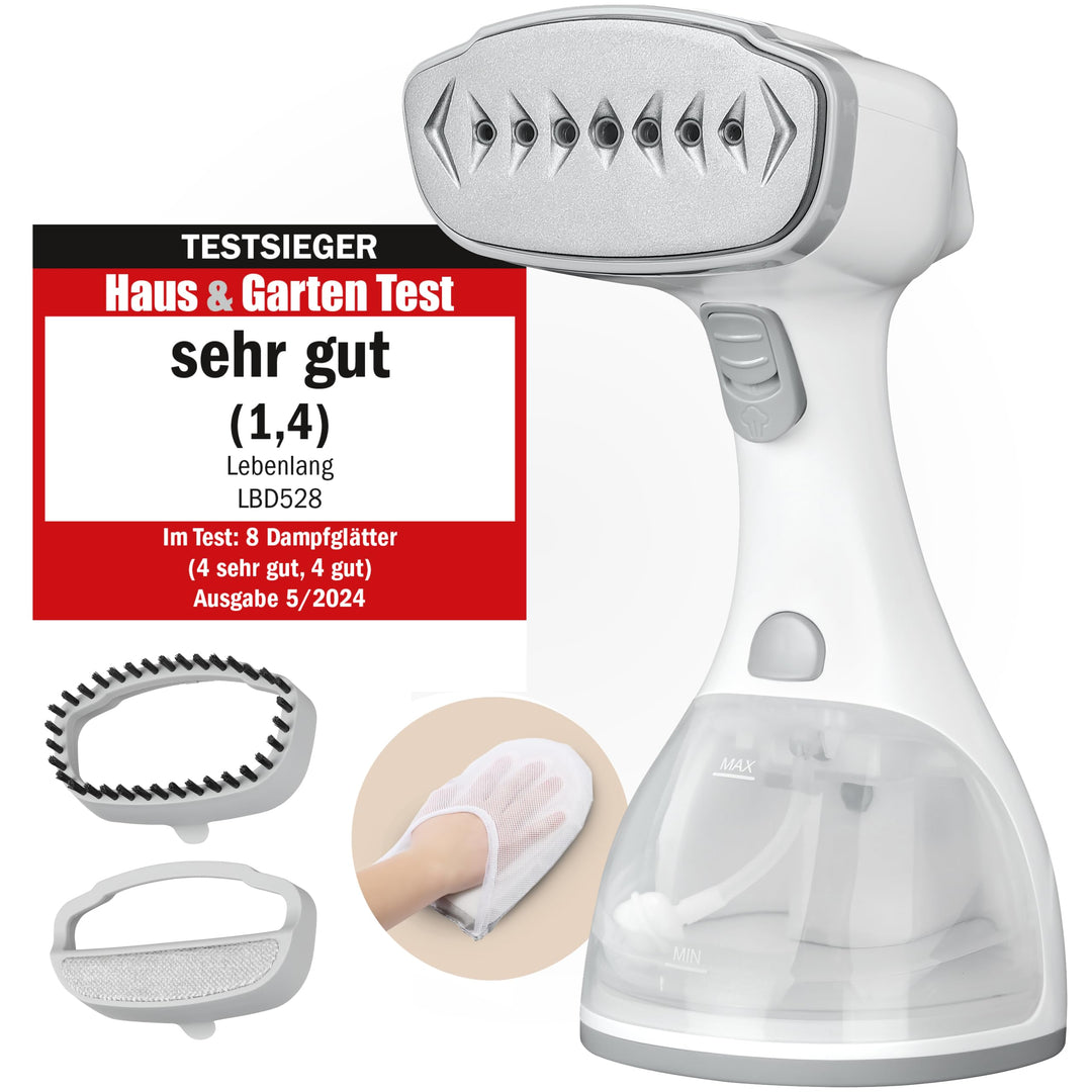 LEBENLANG Steamer Dampfglätter (1500W, 300ml, Quick & Go Automatik) LCD Hand Dampfbürste Dampfglätte