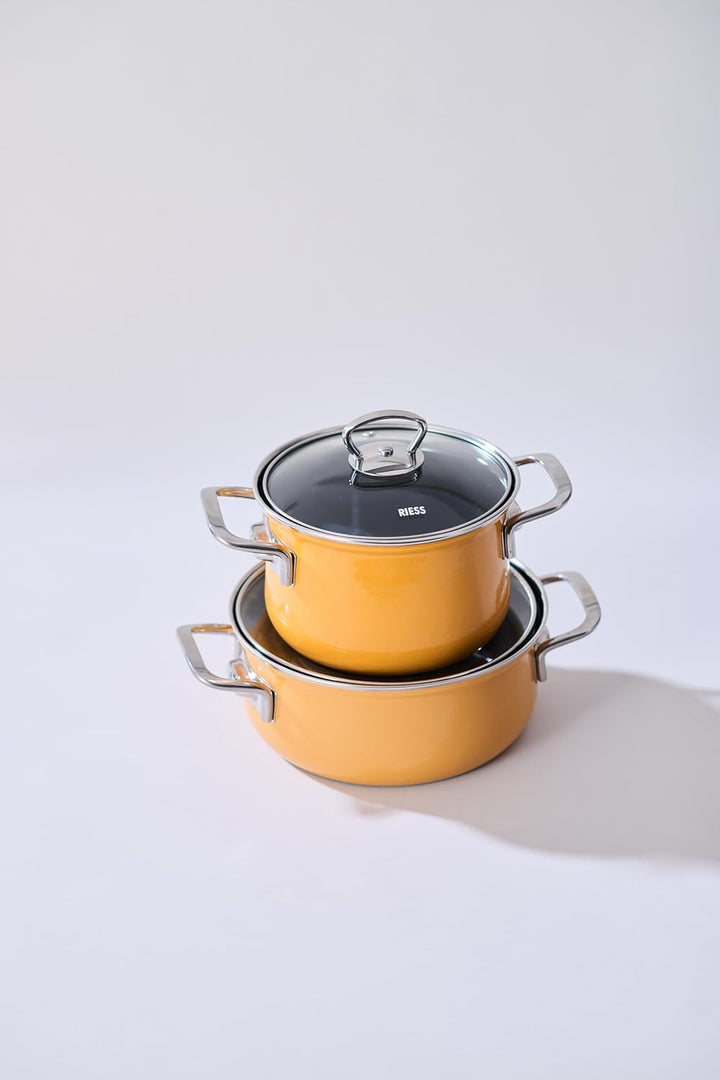Riess, 0653-113, Fleischtopf mit Glasdeckel 20cm, 3.5L, Nouvelle, ORANGE, LBH 28,7 x 21,7 x 19cm, Ge