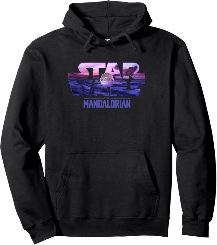 Star Wars: The Mandalorian Grogu In Pod Purple Skyline Pullover Hoodie
