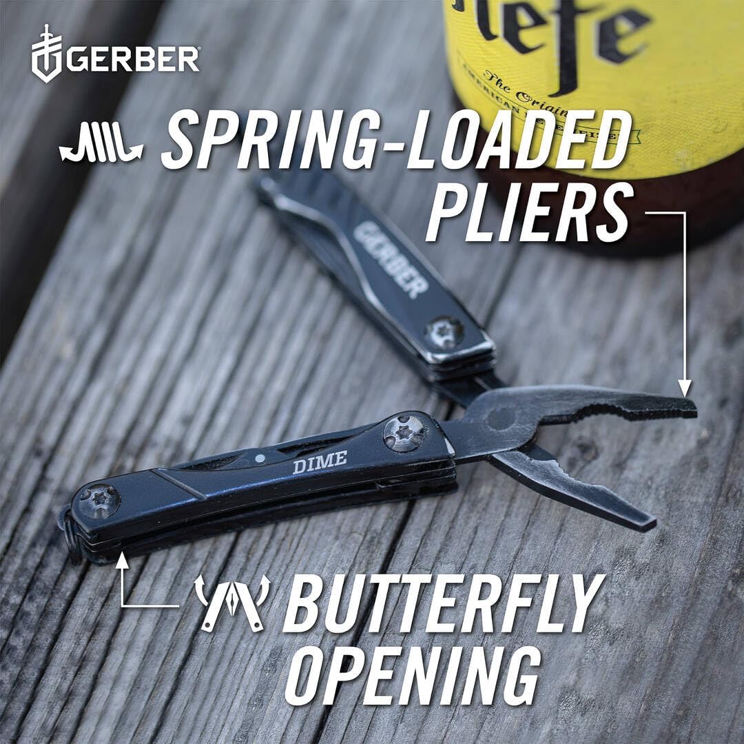 Gerber Multifunktionswerkzeug mit 12 Funktionen, Dime Pocket Multi-tool, Schwarz, 1014030 Schwarz (U