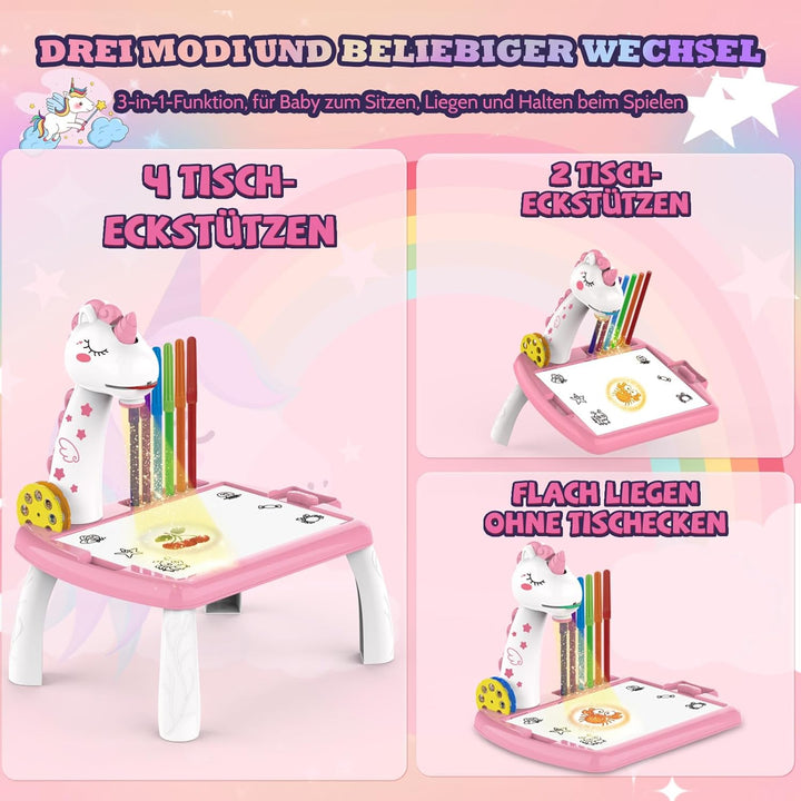 Zeichenprojektor für Kinder, Projektion Zeichentafel Kind 48 Stück Malprojektor Kinder Set mit 48 Mo