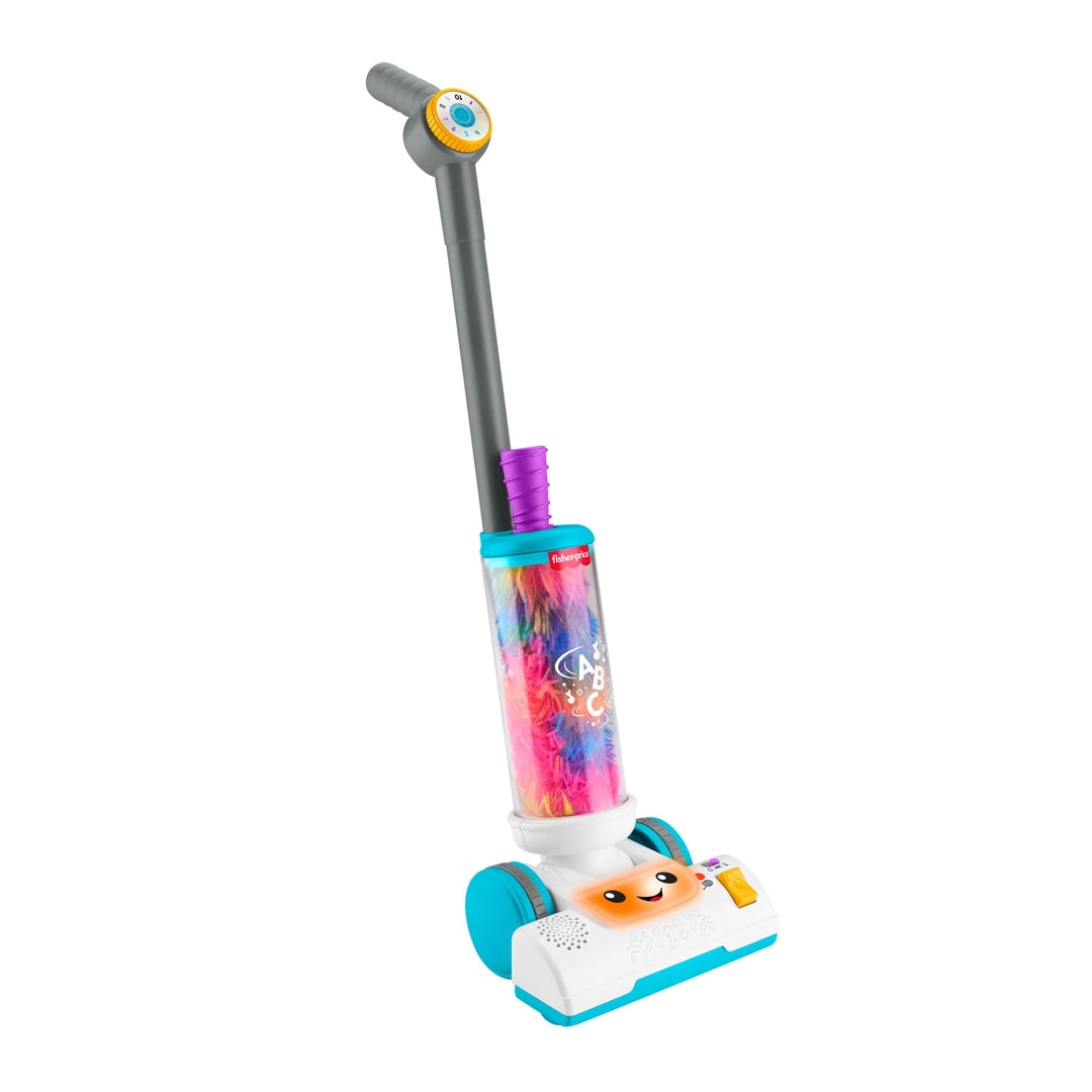 Fisher-Price Lernspass-Spielzeug für Kleinkinder, 2-in-1-Staubsauger mit Staubwedel, Lichter und Mus