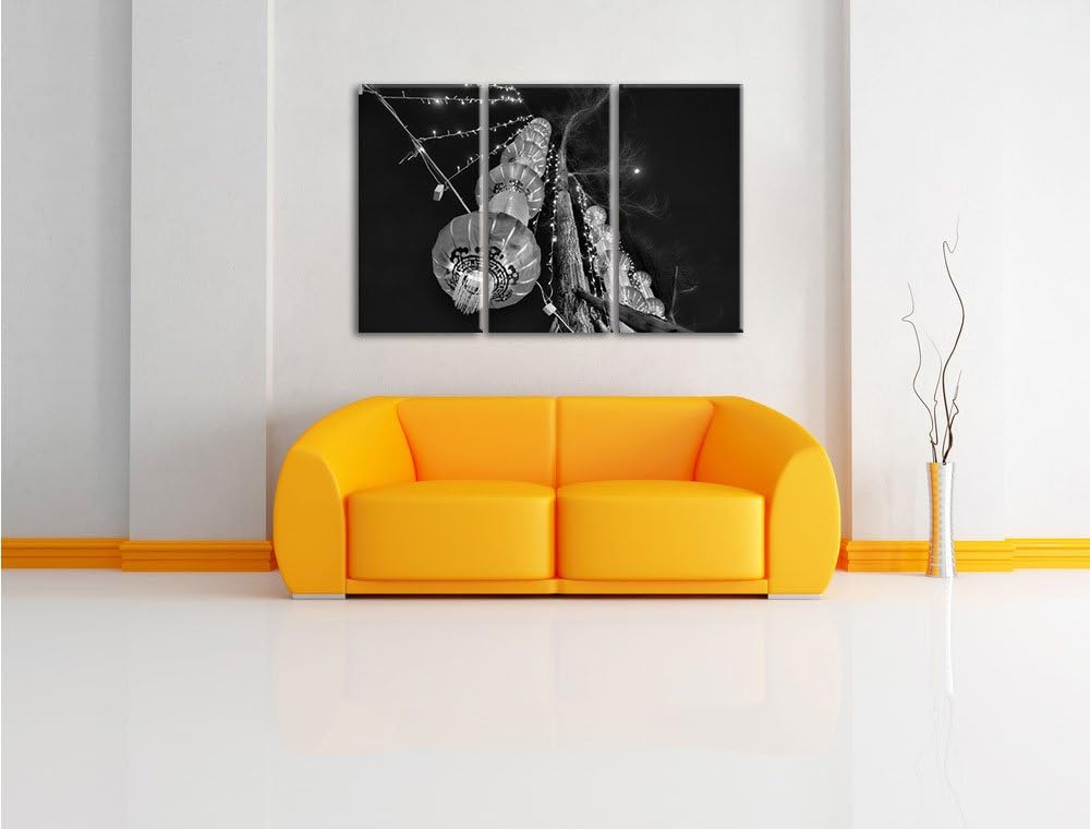 Pixxprint traditionelle chinesische Lampions als Leinwandbild/Grösse: 3 Teilig (120x80) cm/Wandbild/