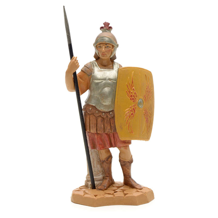 Holyart Soldat handcoloriert, mit Schild, 12 cm Fontanini