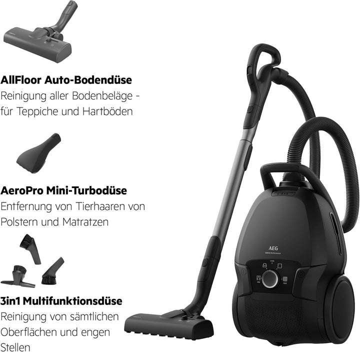 AEG Staubsauger mit Beutel, Leise 69 dB, HEPA‑Filter für Hygienisch Saubere Luft, 5 L Staubbeutel, M