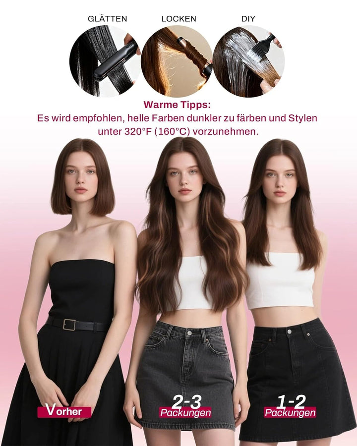 Moresoo Clip in Extensions Echthaar Schwarz Doppelt Tressen Echthaar Extensions Clip Glatt Dick Haar