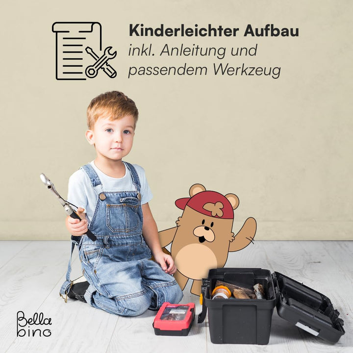 Bellabino Towy Kinderregal – Kinder Bücherregal mit 3 Fächern – Montessori Regal Weiss - Aufbewahrun