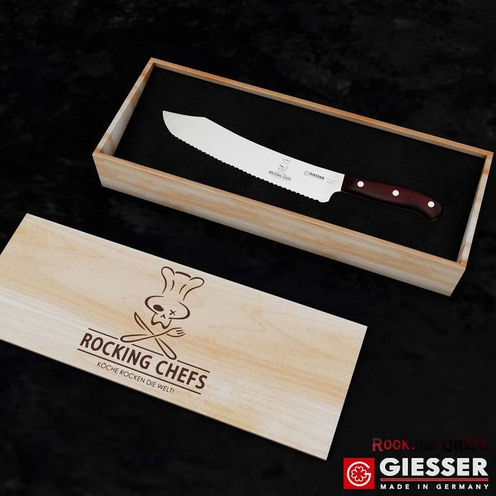 Giesser seit 1776 - Made in Germany - Brotmesser 25 cm Rocking Chefs, PremiumCut Wave No 1, rot, Wel