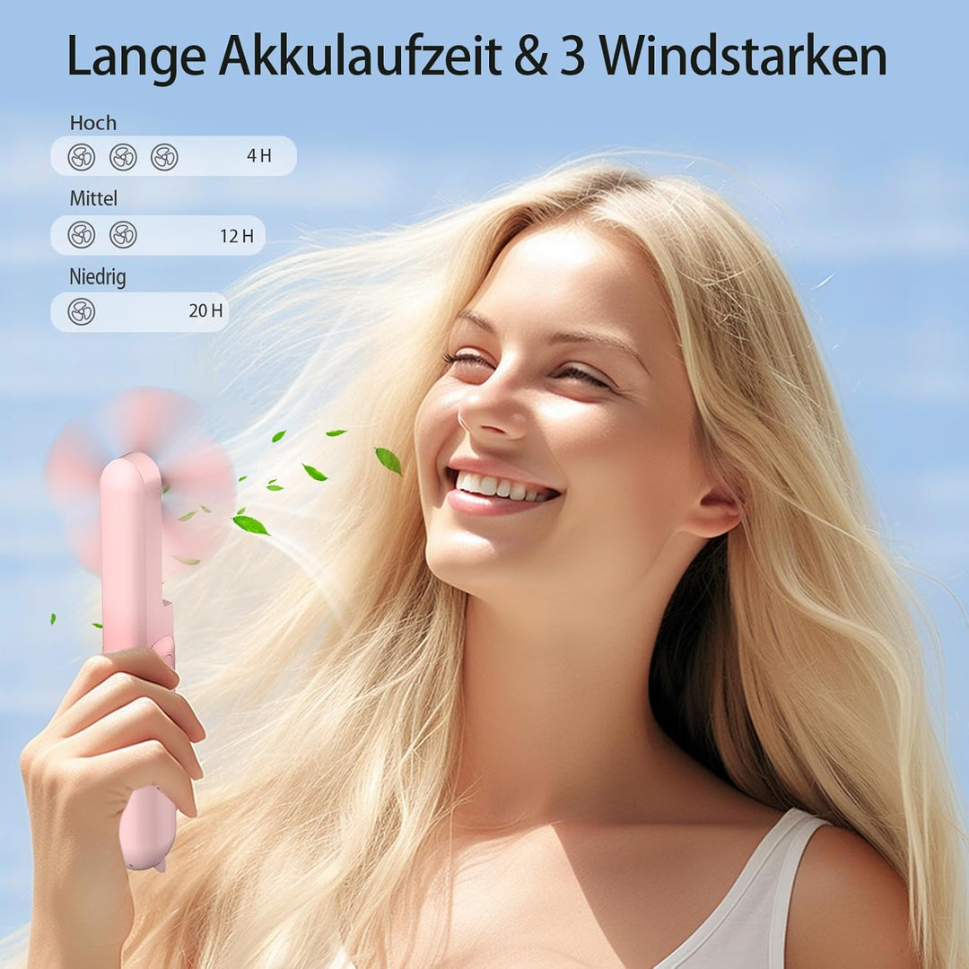 Handventilator to Go, 125g Ultraleichter Taschenventilator Mini, 20H Max Akku mit Powerbank, USB Auf