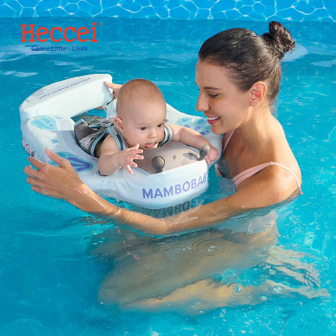 HECCEI Baby Schwimmring Mambobaby Nicht Aufblasbarer Schwimmreifen mit Sonnendach Schwanz, Weiches W