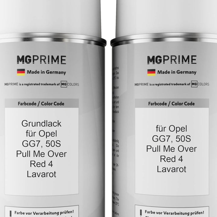MG PRIME Autolack 2K Spraydosen Set für Opel GG7 / 50S Pull Me Over Red 4 / Lavarot Grundlack Basisl