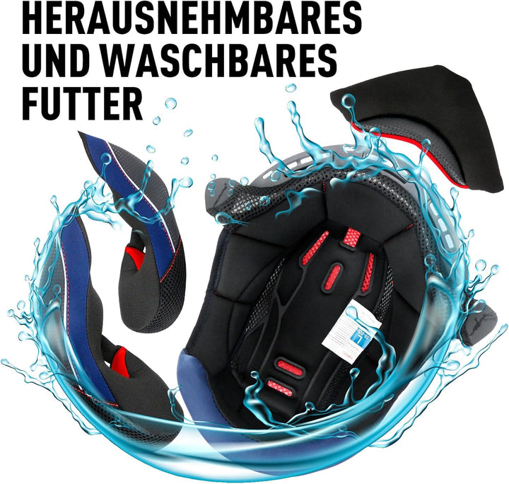 Helm Motorrad, Motorradhelm Zertifiziert nach ECE 22.06, Klapphelm Motorrad Herren, Schwarzer und Gr
