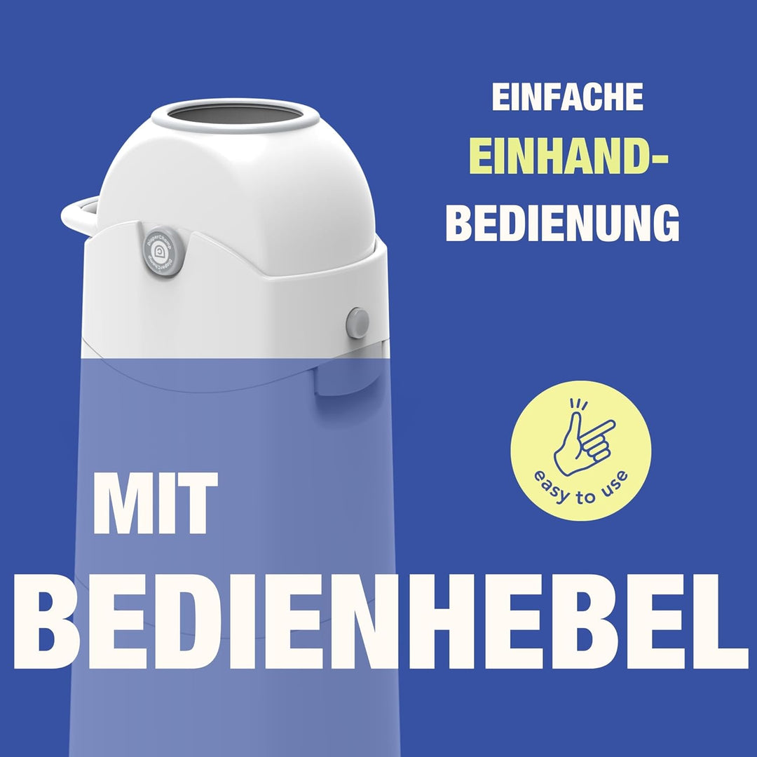 DIAPER CHAMP Large - geruchsdicht - OHNE Nachfüllkassetten - Einhandbedienung - funktioniert mit nor