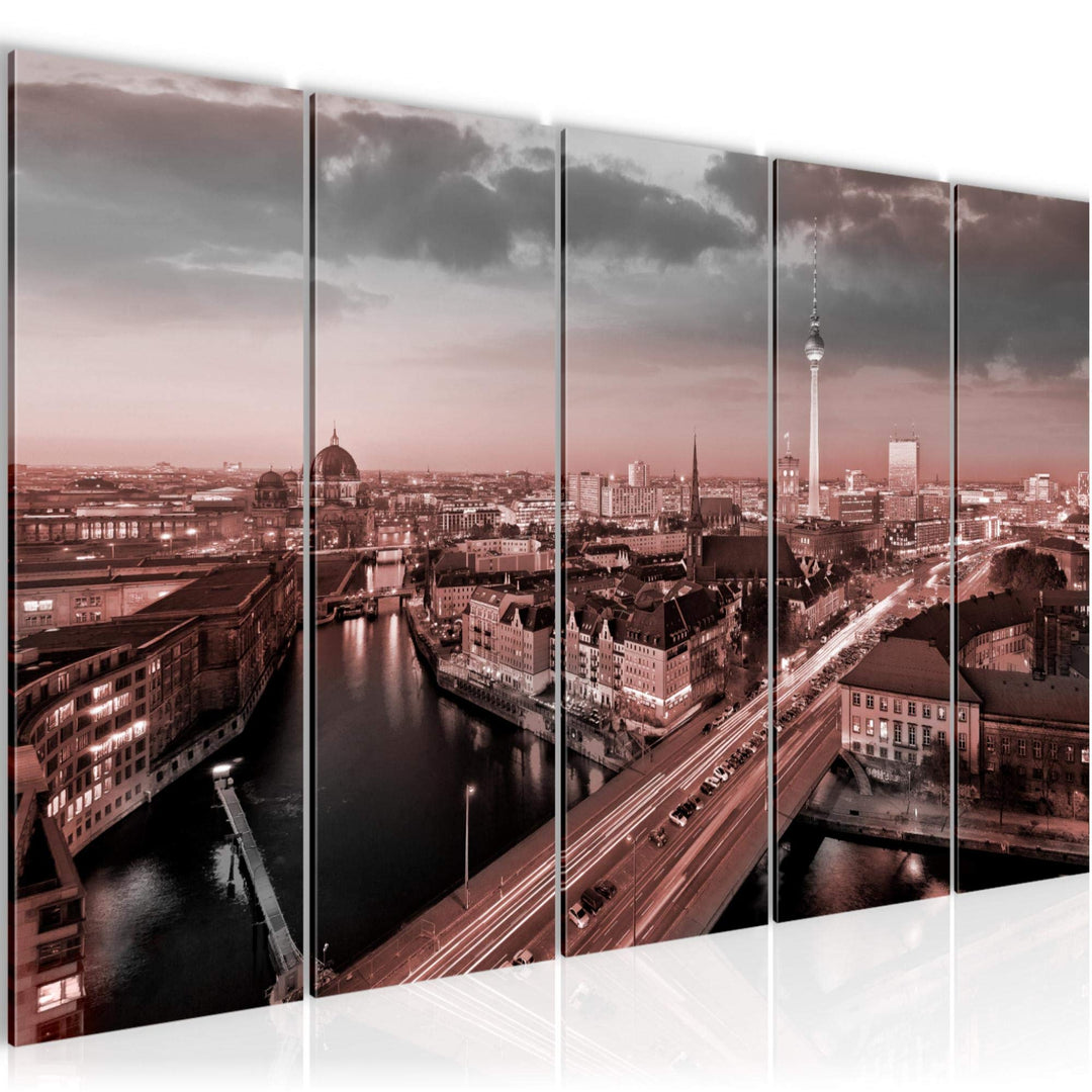 Runa Art Bild Berlin Wandbilder auf Vlies Leinwand 5 Teilig Wanddekoration Wohnzimmer Büro 605156b 1