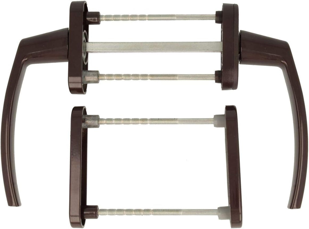 Alu Terrassentürgriff Paar mit Rosetten, Farbe:Braun RAL 8019, Braun Ral 8019