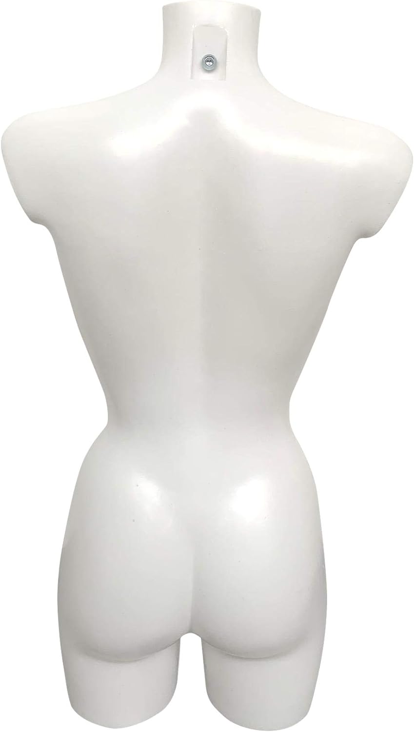 fella4stores Basic Damentorso lang Weiss, Schaufensterpuppe, Büste, vollgeformt aus bruchsicherem Ku
