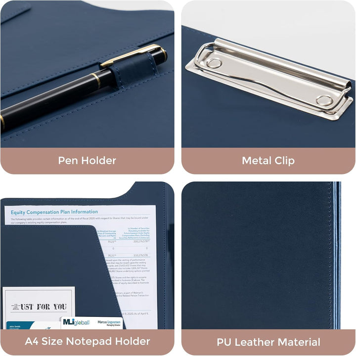 ProCase A4 Klemmbrettmappe, Aktenmappe aus PU-Leder, Klemmbrett A4 mit Deckel, Klemmbrettmappe mit D