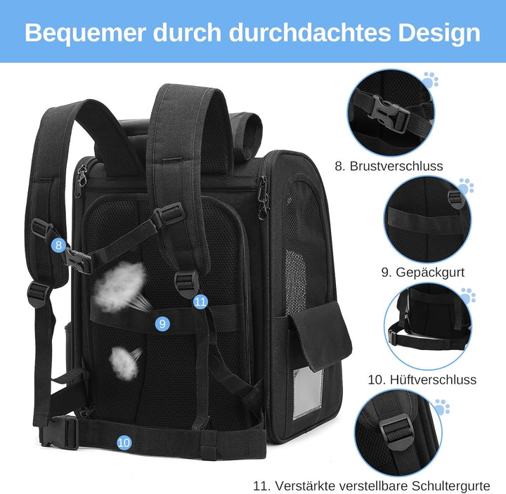 Erweiterbar Katzenrucksack mit Netzfenster, Tragbare und Faltbare Haustier Rucksack mit Innerer Sich