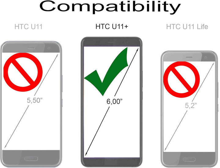 STILGUT Book Type Case, Hülle Leder-Tasche für HTC U11+ (U11 Plus). Seitlich klappbares Flip-Case au