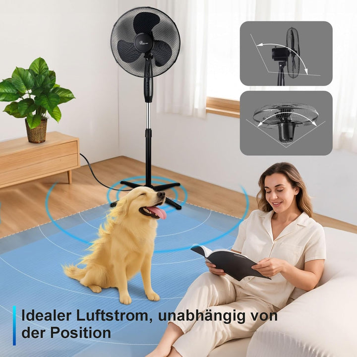 EXTRALINK Standventilator, Ventilator mit 3 Geschwindigkeitsstufen Durchmesser 40 cm Höhenverstellba