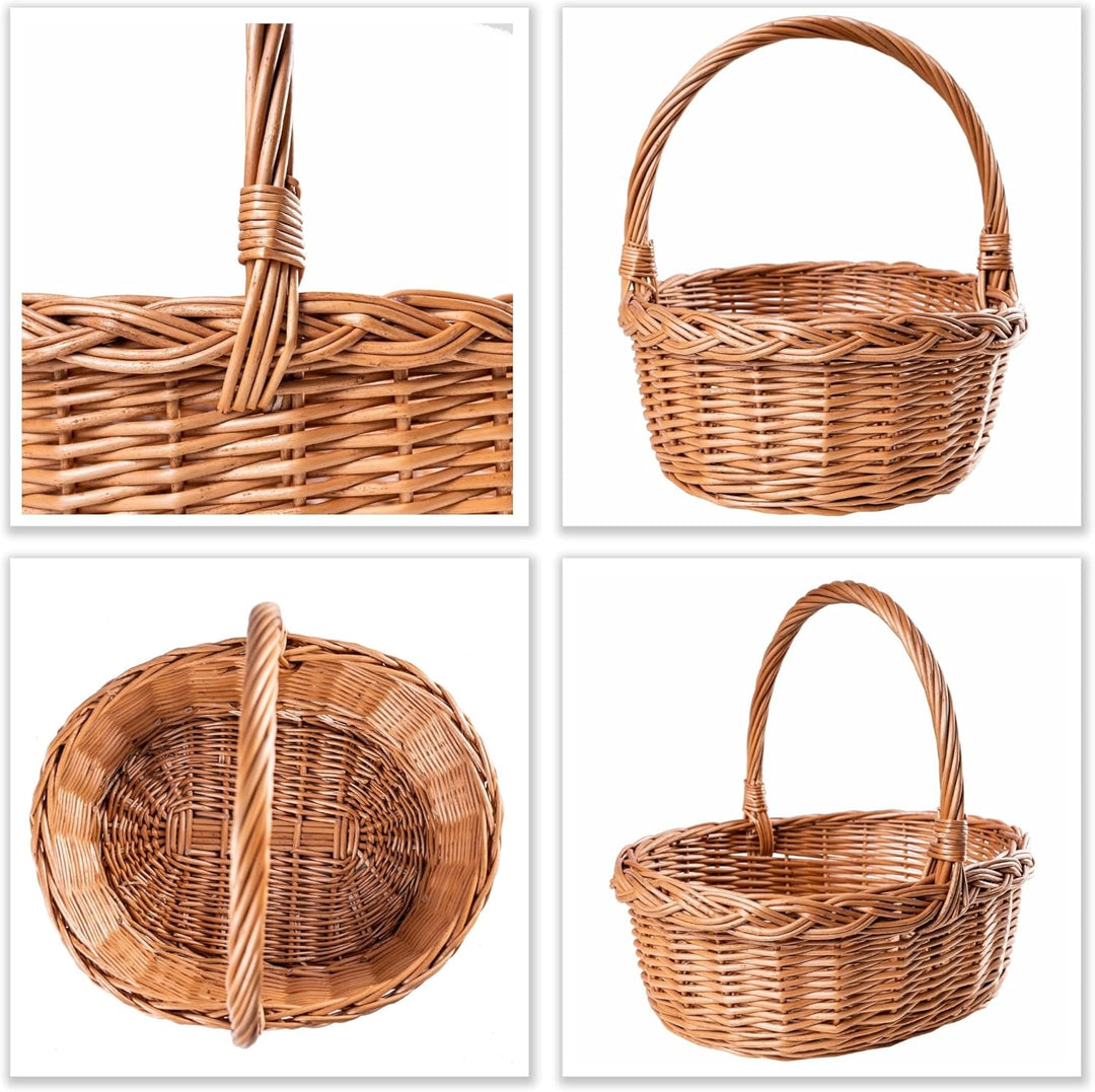 Creative Home Osterkorb Picknickkorb Weidenkorb mit Henkel Einkaufskorb | 35 x 30 x 35 cm (+/- 1 cm)