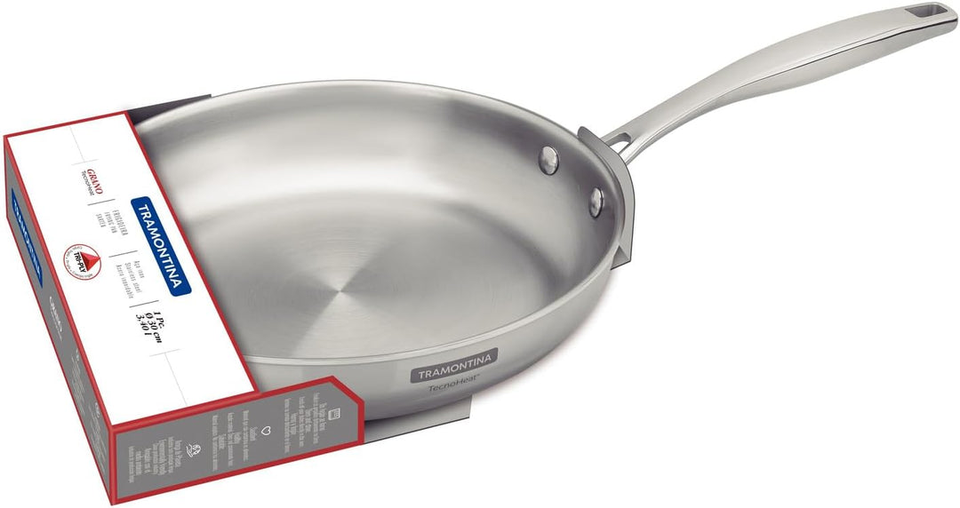 Tramontina Grano Bratpfanne, 18/10 Stahl, 3,4 Liter Ohne Antihaftbeschichtung 30 cm, Ohne Antihaftbe
