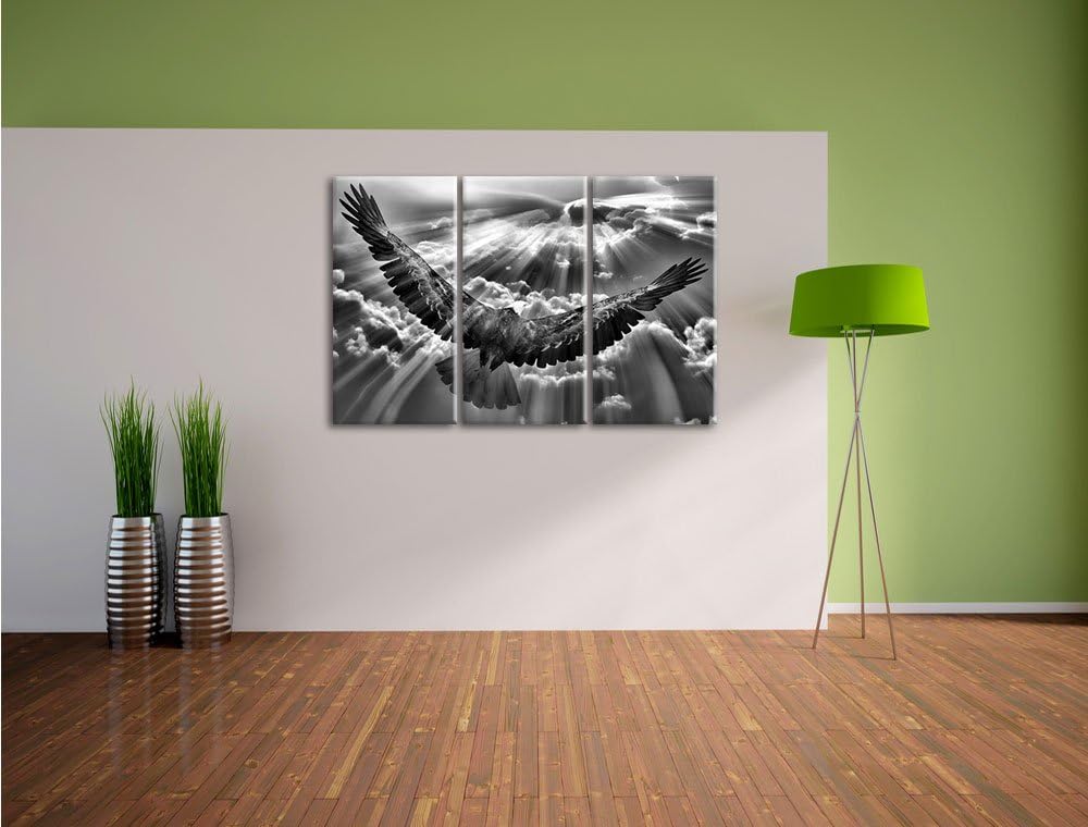 Pixxprint Adler über den Wolken als Leinwandbild/Grösse: 3 Teilig (120x80) cm/Wandbild/Kunstdruck/fe