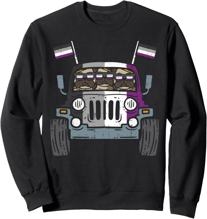 Pugs Monster Truck LGBTQ Asexual Flag Ace Pride Dogs Sweatshirt