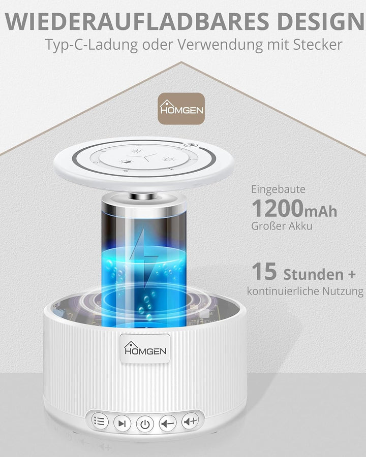 HOMGEN White Noise Machine Weisses Rauschen Maschine Einschlafhilfe Baby Erwachsene 30 Klänge &amp; 30 S