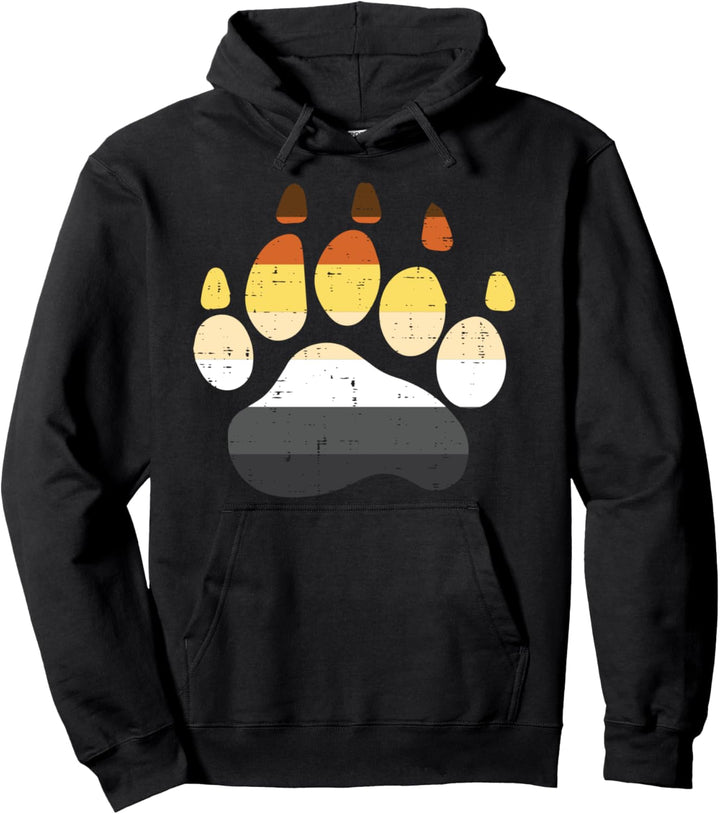 Gay Bear Flag Grizzly Paw LGBT Gay Pride Men Equality Pullover Hoodie
