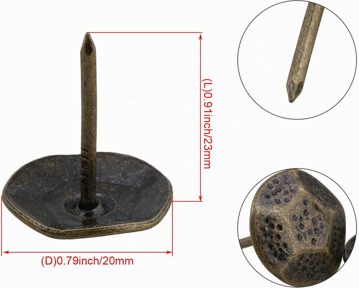 Yibuy Möbelnägel, 23 x 20 mm, bronzefarben, 50 Stück