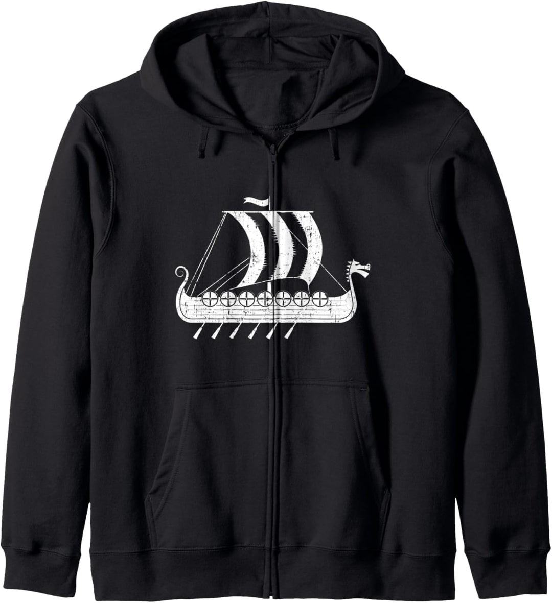 Wikinger Langes Schiff Drakkar Dragon Warrior Kapuzenjacke