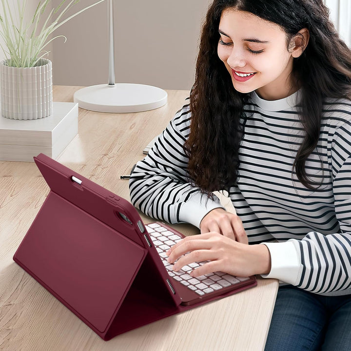 Vobafe Hülle mit Tastatur für iPad A16 11/10 Generation (2025/2022, 10,9/11 Zoll), Magnetisch Abnehm