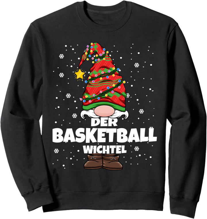 Basketball Weihnachts-Wichtel Design Damen Herren Sweatshirt