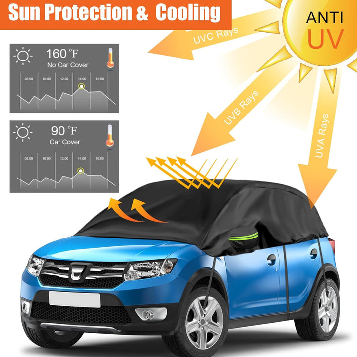 Autoabdeckung Wasserdicht Ersatz für Dacia Sandero 2012-2023, Halbgarage, Autohülle Autoplane, Windd