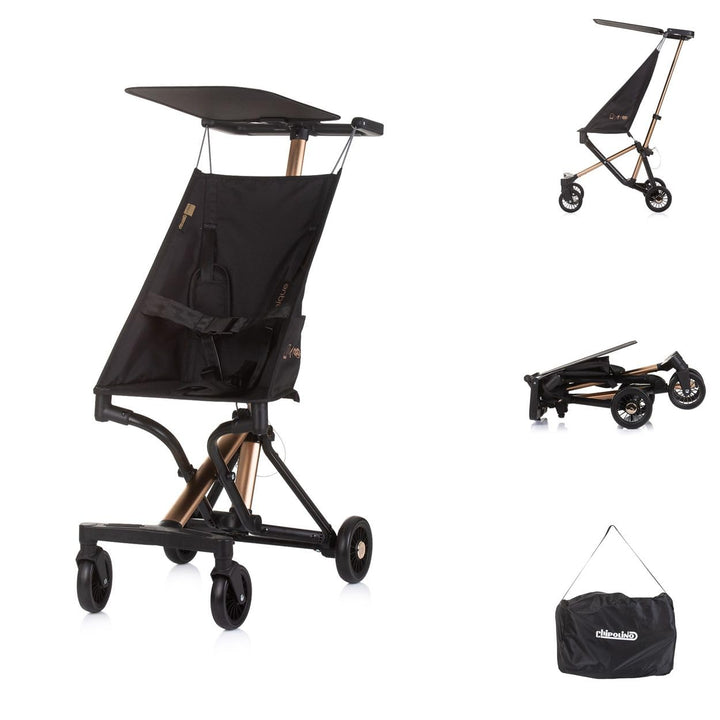 Chipolino Kinderwagen, Buggy Unique Aluminiumrahmen faltbar 3-Punkt-Gurt Tasche schwarz, schwarz