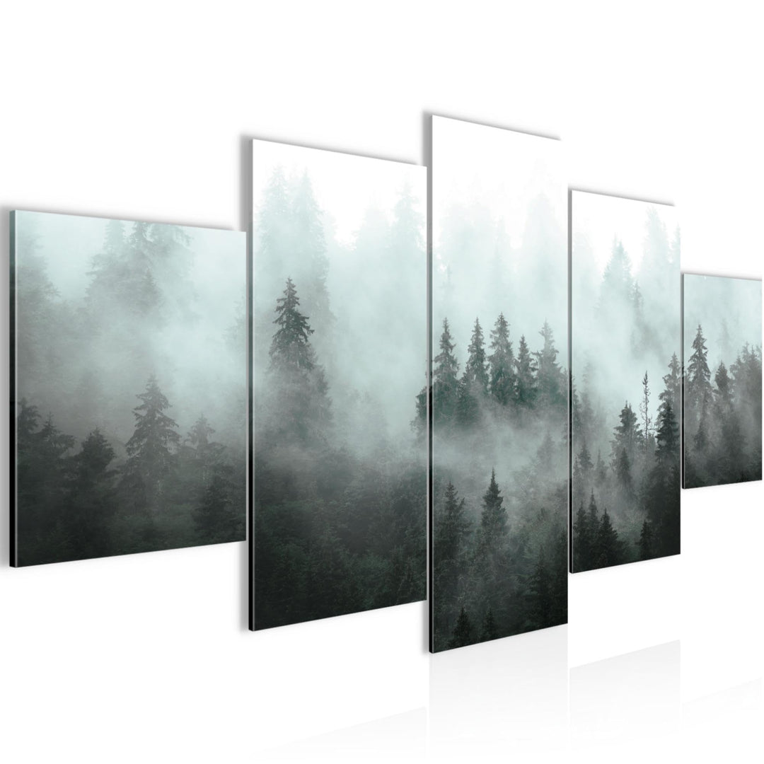 Runa Art Wandbilder Wald Natur 5 Teilig Bild auf Vlies Leinwand Deko Wohnzimmer Schlafzimmer Panoram