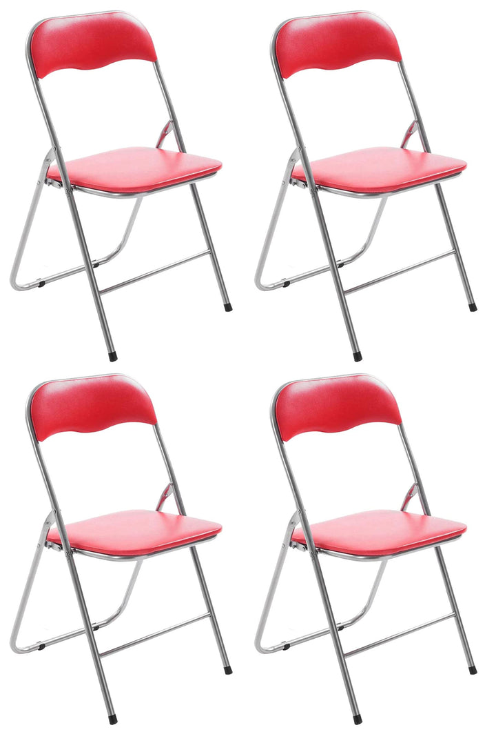 CLP 4er Set Klappstuhl Felix Gepolstert I Küchenstuhl Mit Metallgestell I Kunstleder PVC Sitz Gepols