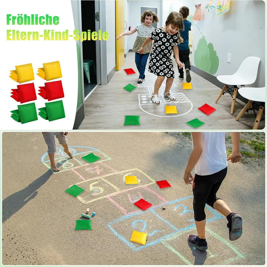 24 Stück Cornhole Säckchen,Wurfsäckchen für Cornhole Spiel,10 x 10 cm Nylon Sitzsäcke Werfen mit Tra