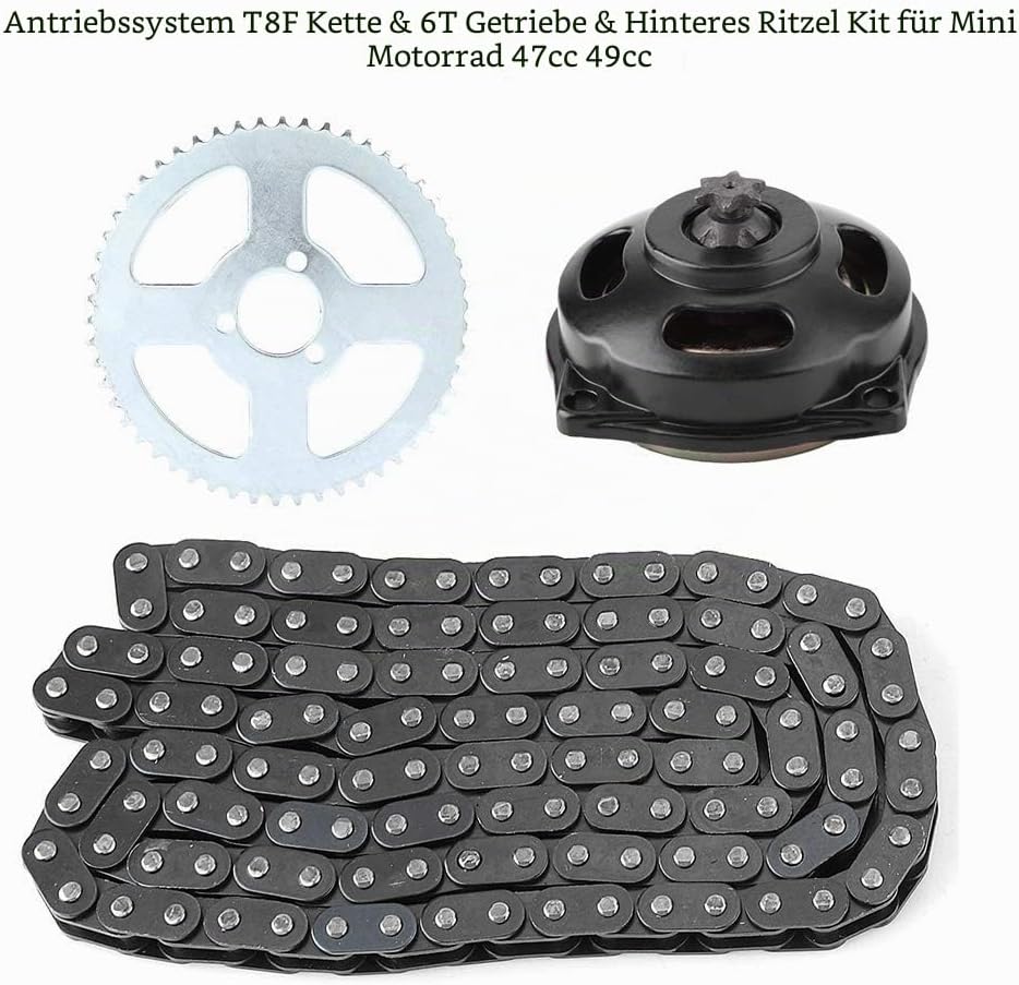 Pocket Bike Kupplungsglocke Mit Kettenrad Und Kette - Motorrad Kettenrad Kit Antriebssystem T8F Kett