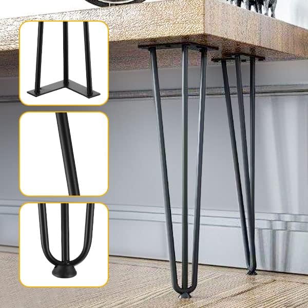 Knpwer 4 Stück Haarnadel Tischbein 35 cm,3 Stangen Haarnadel Füsse,DIY Black Hairpin Couchtisch Bein