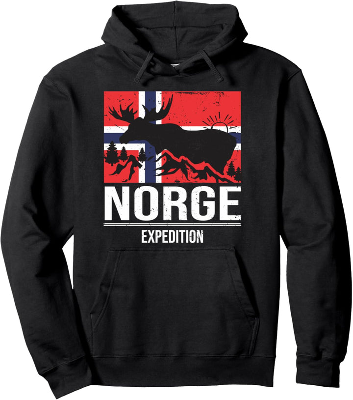 Norwegen Expedition Berge Elch Flagge Pullover Hoodie