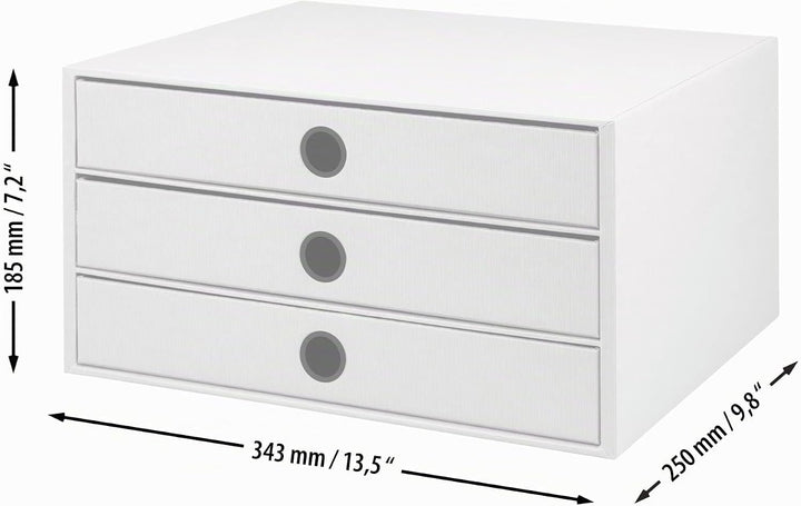 Rössler 1524452153 - S.O.H.O. 3er Schubladenbox für DIN A4, mit Griffloch, Denim, 343 x 250 x 185 mm