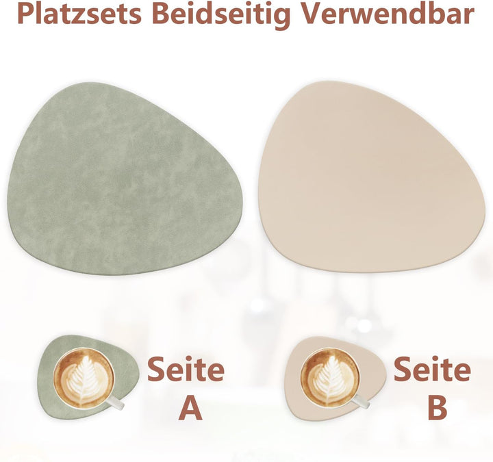 HELI MIAO 6er Set Tischset aus Leder-Imitat，Platzsets abwaschbar und wasserdicht，Platzdeckchen Leder
