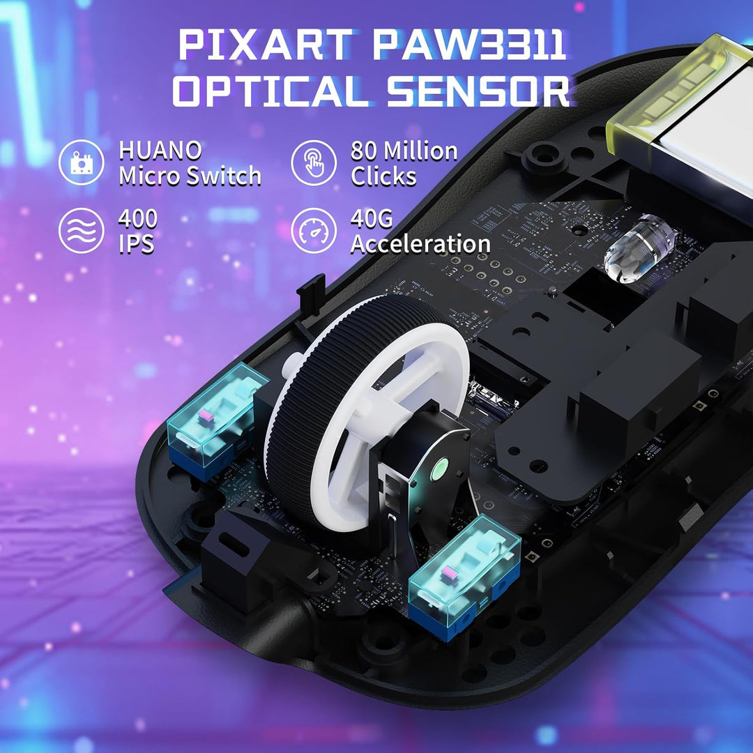 MAMBASNAKE X ATTACK SHARK X8SE 55g ultraleichte kabellose Gaming Maus–bis zu 25000 DPI,PixArt PAW331