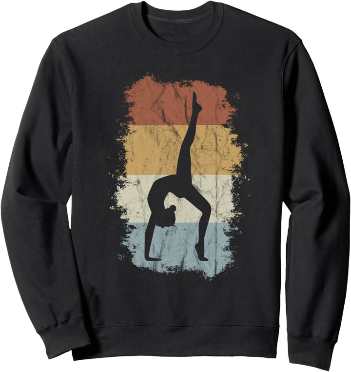 Retro Zirkus Gymnastik Turnerin beim Bogengang Silhouette Sweatshirt