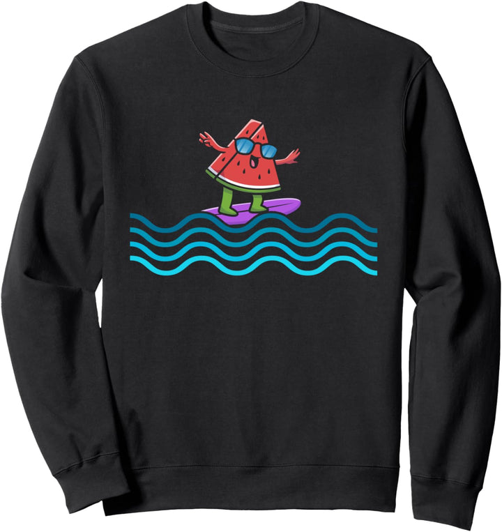 Surfen Wassermelone Sommer Strand Melone Surfer Sweatshirt