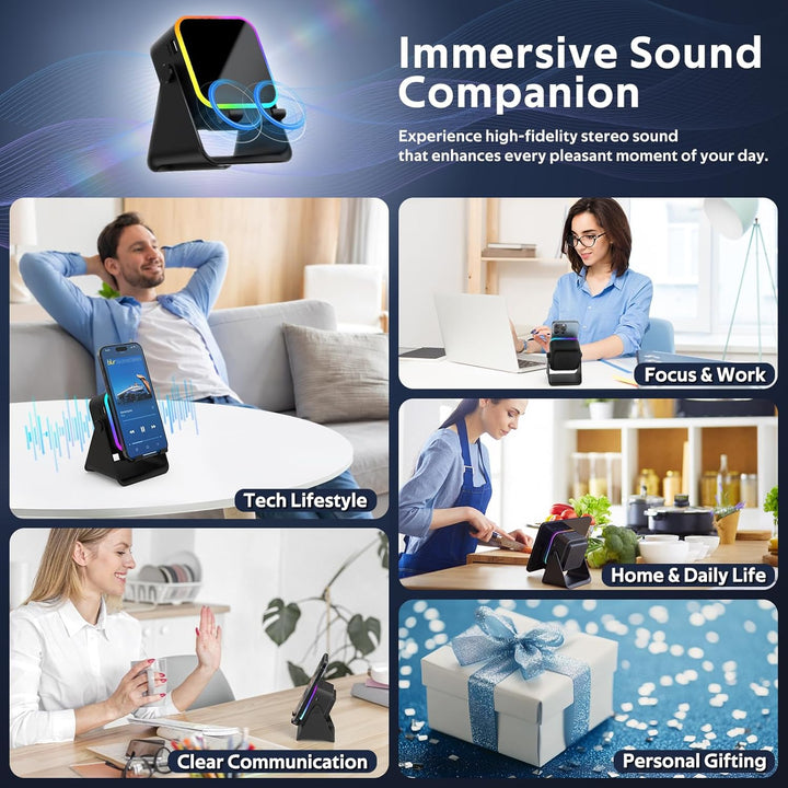 BIIB Geschenke für Männer, Induktions Bluetooth Lautsprecher mit Telefonständer, Gadgets für Männerg
