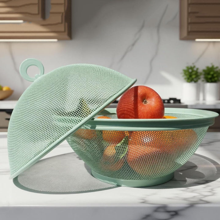 Obstschale mit Deckel, Obstkorb aus Metall - Netz-Obstschalen in Mehreren Farben, Langlebiger & Deko