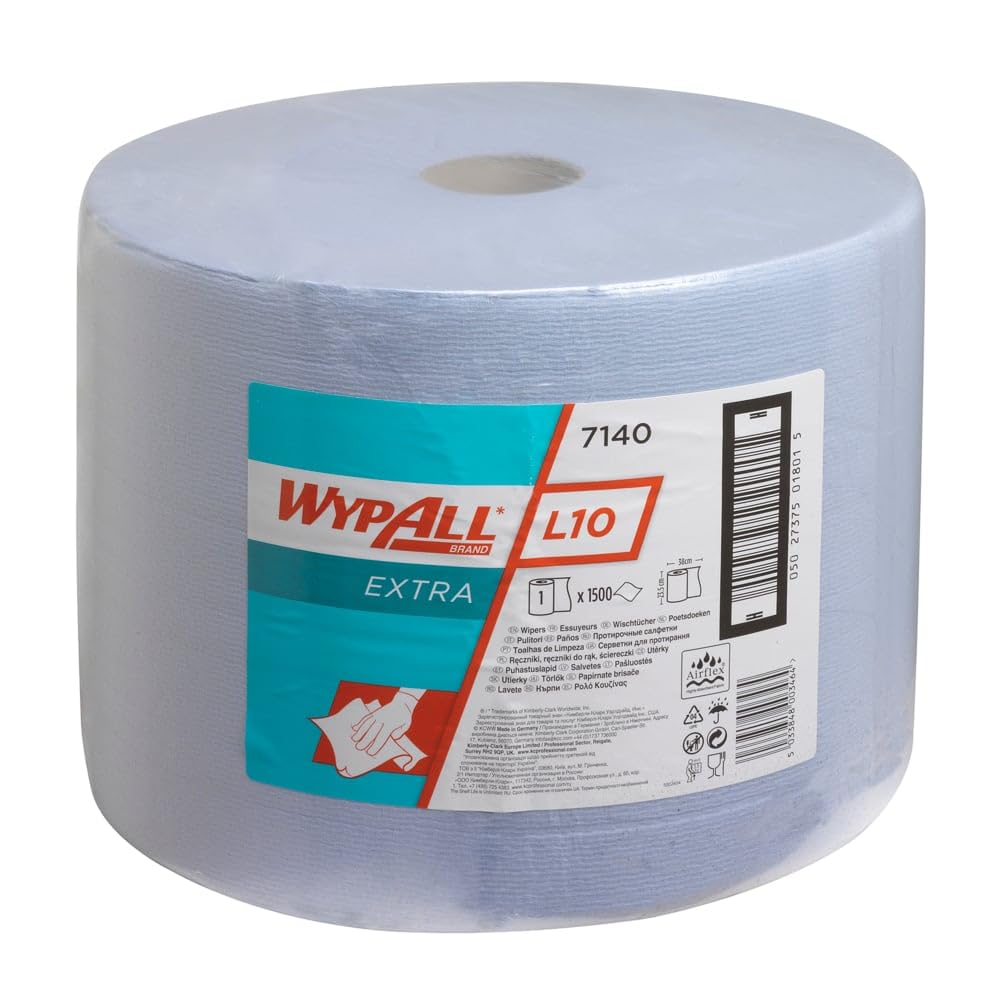WypAll® X80 Reinigungstücher Power Clean Weiss 7140 – 1-lagig, Extra Saugstark, Grossrolle für mittl